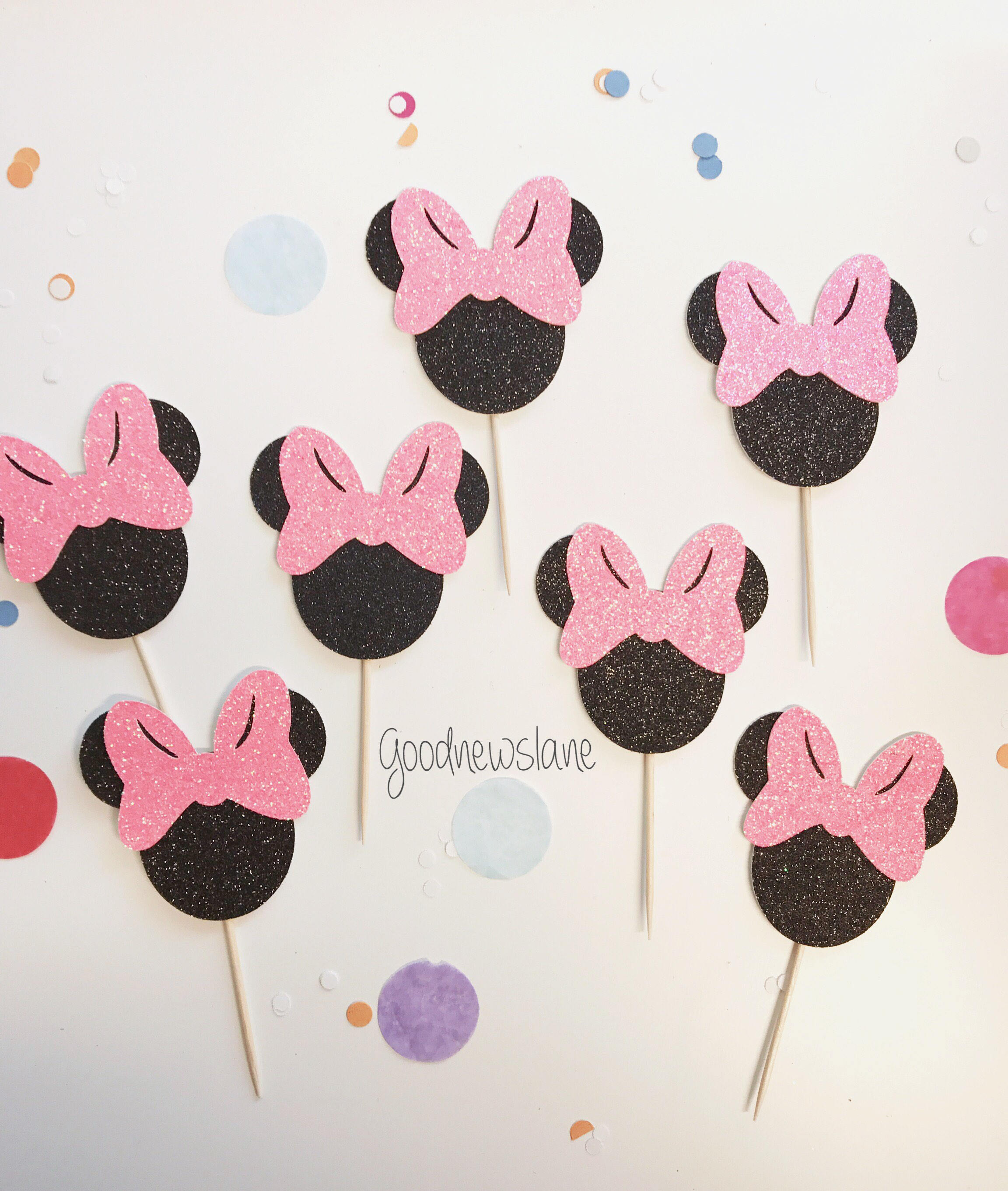 12CT Minnie Mouse Cupcake Topper Birthday Cupcake Topper