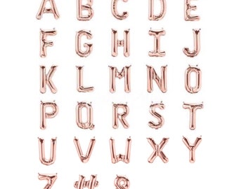 Rose Gold Letter Balloons Small 13.5" Foil Birthday Name Age Wedding Alphabet Symbols Party Baby Shower Hashtag Number Wedding Birthday