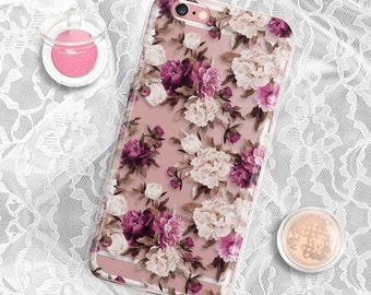 Floral iPhone 7 Case Clear iPhone 7 Plus Case Clear Samsung Galaxy S7 Edge Case Rubber iPhone 6S Plus Case iPhone 5S Case iPhone 6 Case