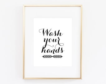 Wash Your Hands Bathroom Quote Print Kid Bathroom Rules Wash
