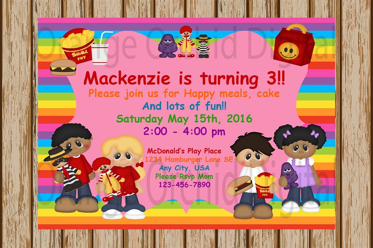 Mcdonalds Birthday Party Invitation Cards 6