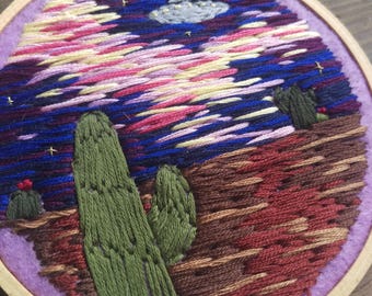 OUT THERE hand embroidery on 5 inch hoop