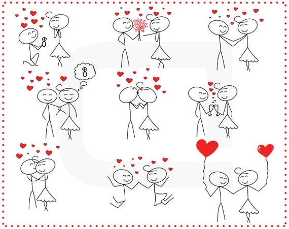 Stick figure people love wedding couple meeting by TeoldDesign