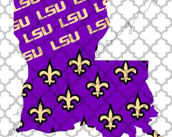 Louisiana State LSU Saints Patterned svg png dxf