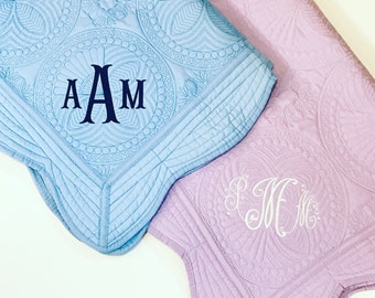Monogrammed 100% Cotton Baby Quilt-Personalized Baby Gift-Southern Baby-Monogram Gift-Baby Shower-Classic Baby-Baby Blanket-New Baby