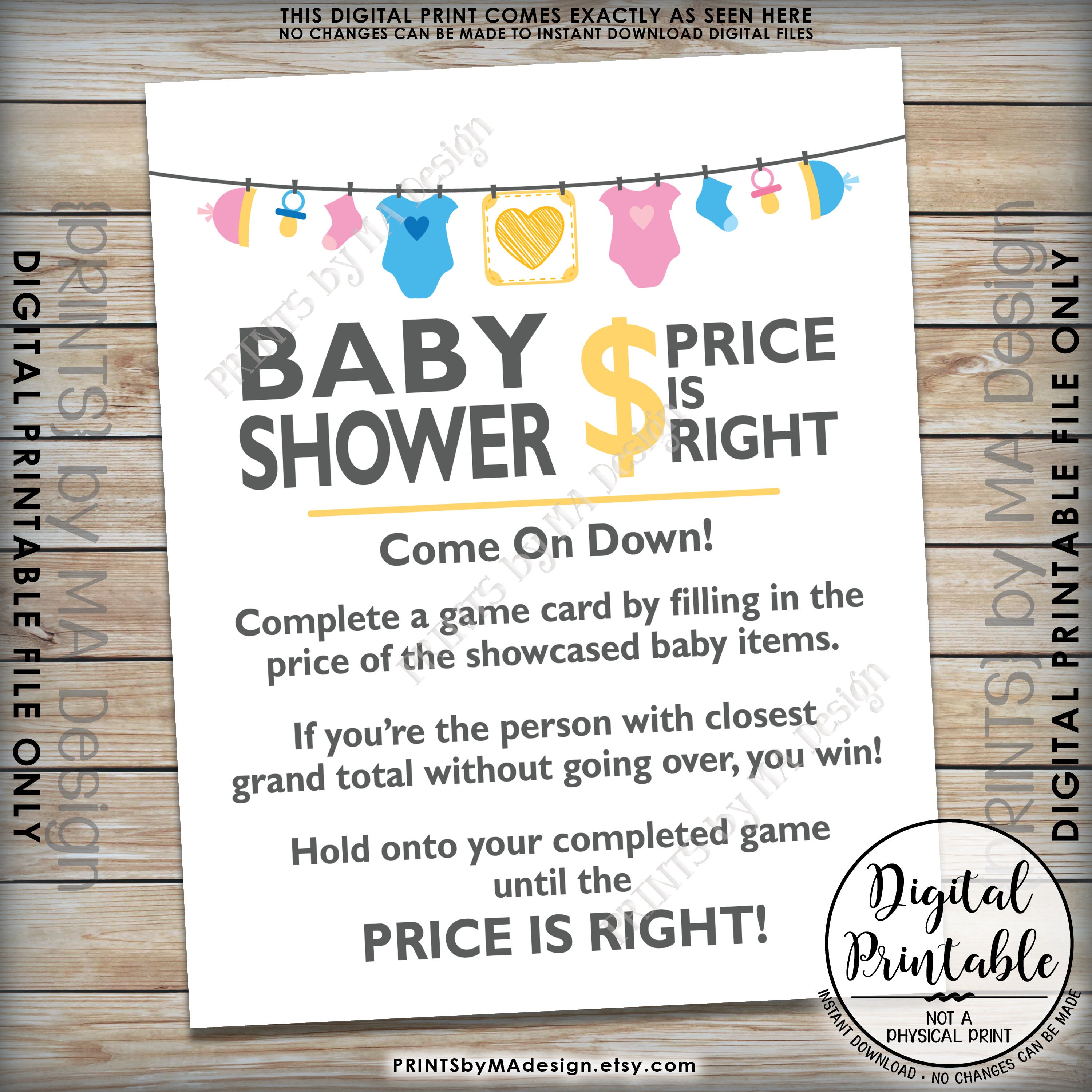 Price is Right Baby Shower Game Sign, Guess the Prices ...