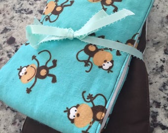 Monkey Cloth Diaper Burp Cloth