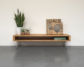 Oldfield Low Large Mid Century Style Side Table, Coffee Table, TV Stand on Hairpin Legs.