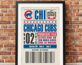 Chicago Cubs 2016 World Series Championship Retro Ticket Print
