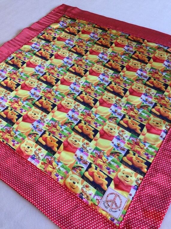 Disney Winnie the Pooh. Baby blanket, Silky blanket, Stroller blanket, Lovey, silky, Homemade.
