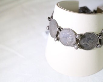 Sterling Silver WW1 Six Pence Bracelet