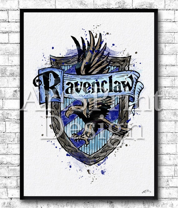 Instant Digital Download Ravenclaw Crest 2 Watercolor Print