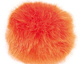 Pom Pom fake fur 1o cm diameter in the colour orange for crazy hats as keyring or for your mirror in the car pompom are multipurpose