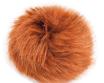 Pom Pom fake fur 1o cm diameter in the colour fawn/fox brown for crazy hats as keyring or for your mirror in the car pompom multipurpose