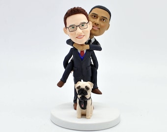 Gay Wedding Toppers, same sex cake topper,2 grooms cake topper,Custom bobblehead,gay cake topper,gay man wedding, gay cake,gay wedding