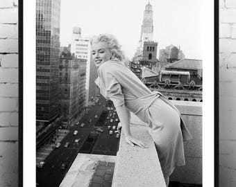 Marilyn Monroe on a Balcony - Gift, Home Decor, photography, american icon, actress, Vintage poster, print,