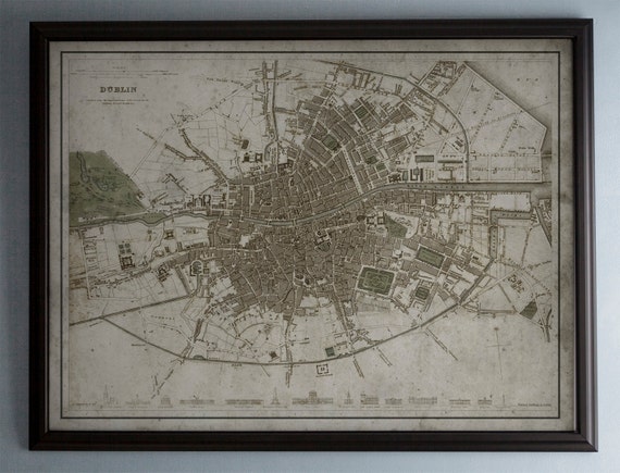 Dublin Map: Vintage Map of Dublin Ireland Circa 19th C.