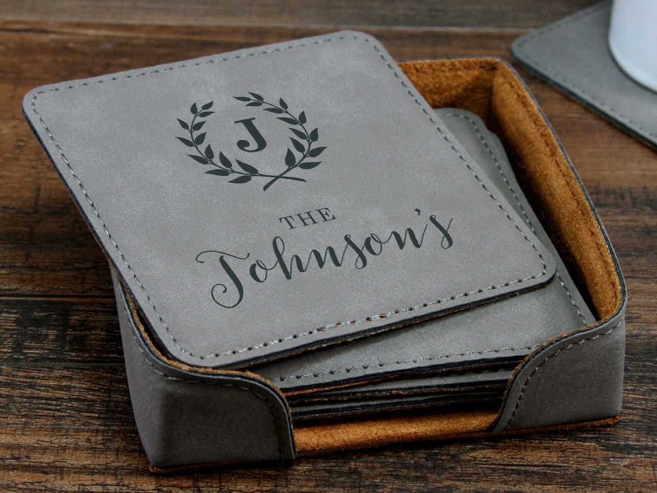 Personalized Coasters 3rd Anniversary Gift Leather Coasters