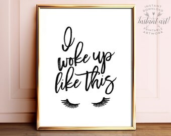 Glam Wall Decor wake up and makeup quote printable art bathroom wall decor Glam Wall Decor wake up and makeup quote printable art bathroom wall decor