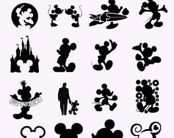 Mickey Mouse SVG Bundle Mickey Mouse Silhouettes Disney DXF Print Clipart Vector Cricut SIlhouette Cameo Disney Castle Mickey Birthday