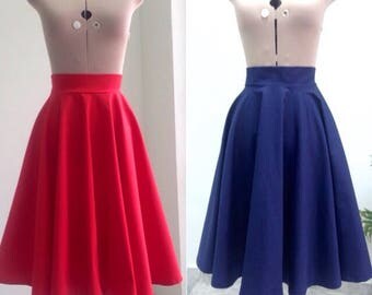 Midi Skirt / Womens Skirts / Circle Skirt / High Waisted Skirt / Midi Skirt Women / Skirt / Vintage Style Skirt / Cotton Skirt