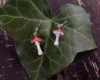 Fly agaric, Amanita muscaria earrings