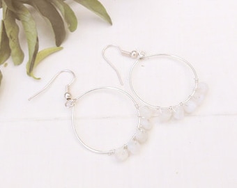 Moonstone hoop earrings