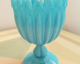 French Portieux Vallerysthal Turquoise Blue Milk Glass