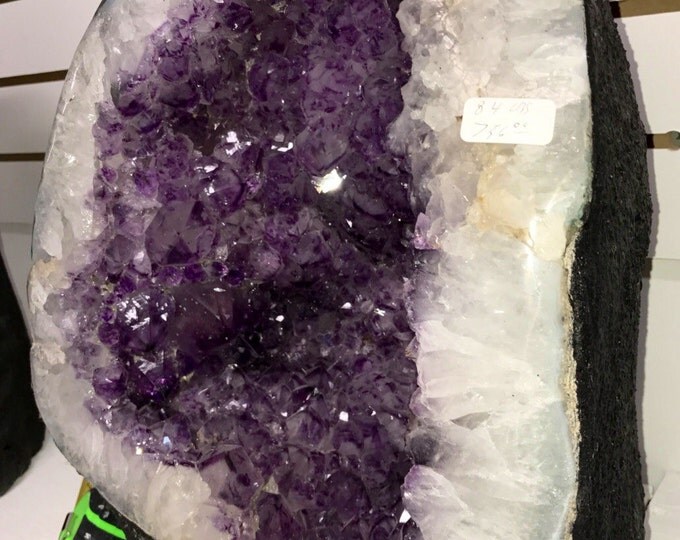Amethyst Geode 17" Tall X 12" Wide Large Geode with Quartz Border- 84 LBS- From Brazil Reiki \ Healing Crystals \ Home Decor \ Chakra