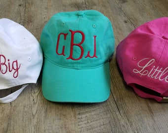 Monogrammed Sorority Hats, Monogrammed Sorority Caps, Monogrammed Sorority Baseball Hats, Big Little Sorority Hats, Big Little Reveal
