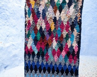 BOUCHEROUITE RUG | Moroccan Rug | Vintage Rug | Rag Rug | Scandinavian| minimalist | Tapestry | Art | 6'4"ft x 3'5" ft