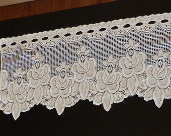 Beautiful Lace French Cafe Curtains. Ornate flower cafe nets, French lace curtains.