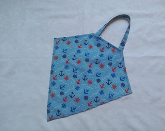 Large bib, adult bib, napkin, mealtimes, dignity bib, clothes protection, washable, reusable, blue, nautical
