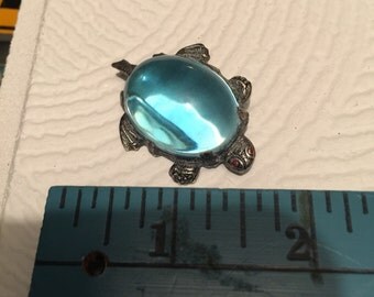 Vintage Jelly Belly Turtle Aqua Blue Stone