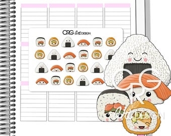 Kawaii Sushi Stickers | Planner Erin Condren Plum Planner Filofax Sticker