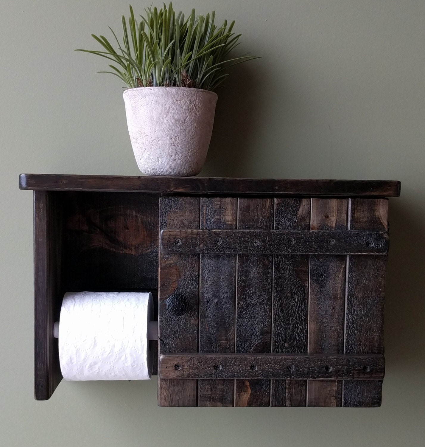 Toilet Paper Holder & with Shelf made from Rustic