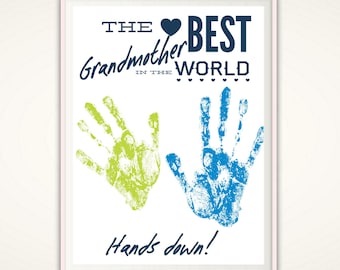 Best Grandmother Gifts, Grandmother Gift from GrandKids, Worlds Best Grandmother, Personalized Grandmother Gift from Kids, Handprint Art