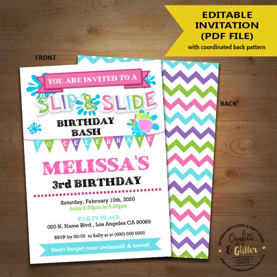 Slip N Slide Party Invitations 7