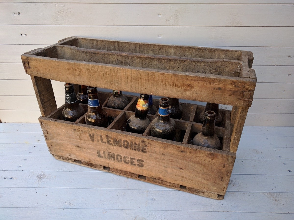 Wooden Wine Bottle Crate Vintage French Wine Crate Hand