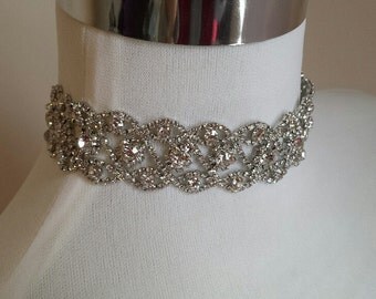 Silver Choker Necklace, Modern Rhinestone Choker Wedding Jewelry (C0517S)