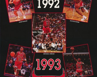 Chicago Bulls Three Peat 1991 1992 1993 Poster