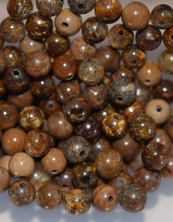 4mm Natural Petrified Wood Round Beads Fossilized wood