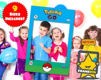 Pokemon Go Party Photo Booth Prop Frame, Instant Digital Download, Pokemon Party, Pokemon Gifts