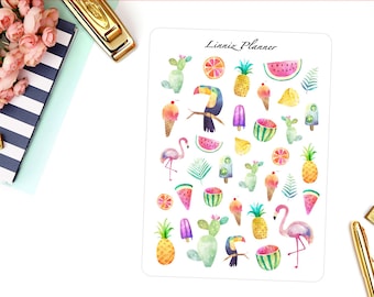Tropical Decorative Sticker (matte planner sticker, clipart, Erin Condren, Happy Planner, Filofax, Kikki K)