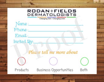 Rodan & Fields Event Customer Information Card ~ Digital Download