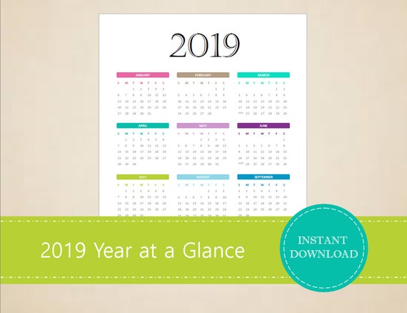 2019 Year At A Glance Full Year Calendar 2018 Calendar 2019 Year At A Glance Full Year Calendar 2018 Calendar