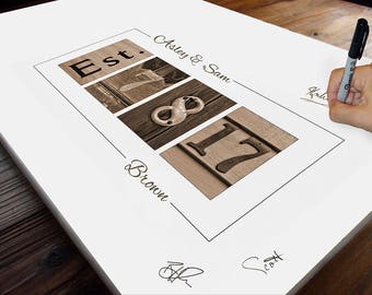 Wedding Guest Book Alternative, Wedding Guest Book Canvas, 10 x 24 inches (40 to 125 signatures), Wedding Date Guest Book, Guestbook Ideas