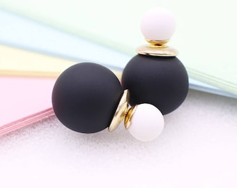 Dior Inspired Pearl Double Stud Earrings (PASTEL Colors)