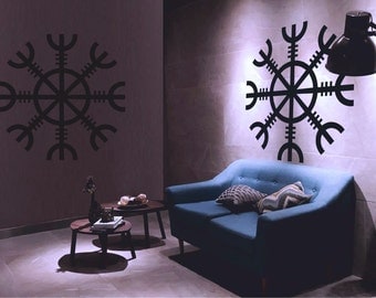Viking Wall Decal Shield Sticker Aegishjalmur Pagan Rune Wallart Mystic Spirituality Religion Home Deko