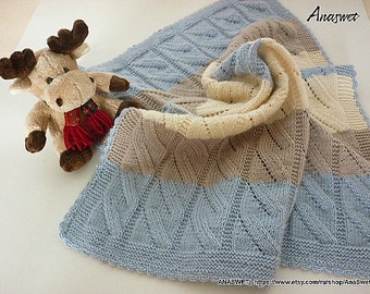 Baby Blanket Pattern.Knitting baby blanket.Baby Blanket in PDF . Blanket Pattern, Knit Baby Blanket Pattern.Unisex baby blanket.